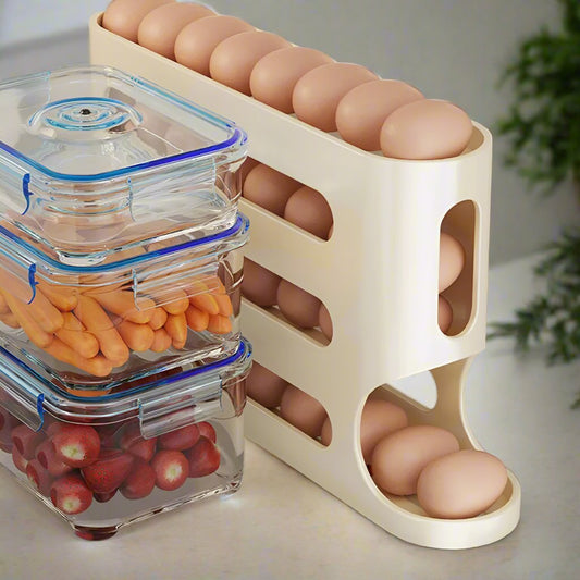 Caja de Almacenamiento de Huevos para Refrigerador - Dispensador de Huevos de Gran Capacidad con 4 Niveles para la Nevera