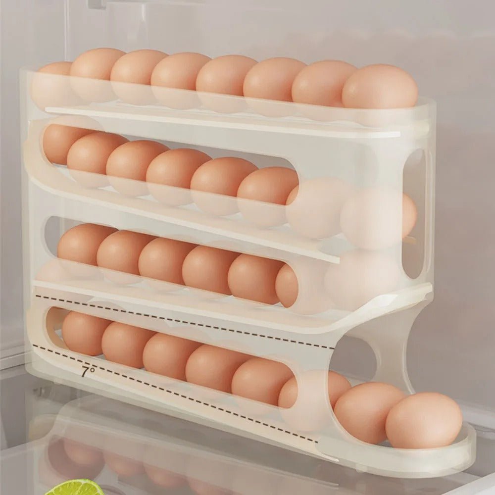 Caja de Almacenamiento de Huevos para Refrigerador - Dispensador de Huevos de Gran Capacidad con 4 Niveles para la Nevera
