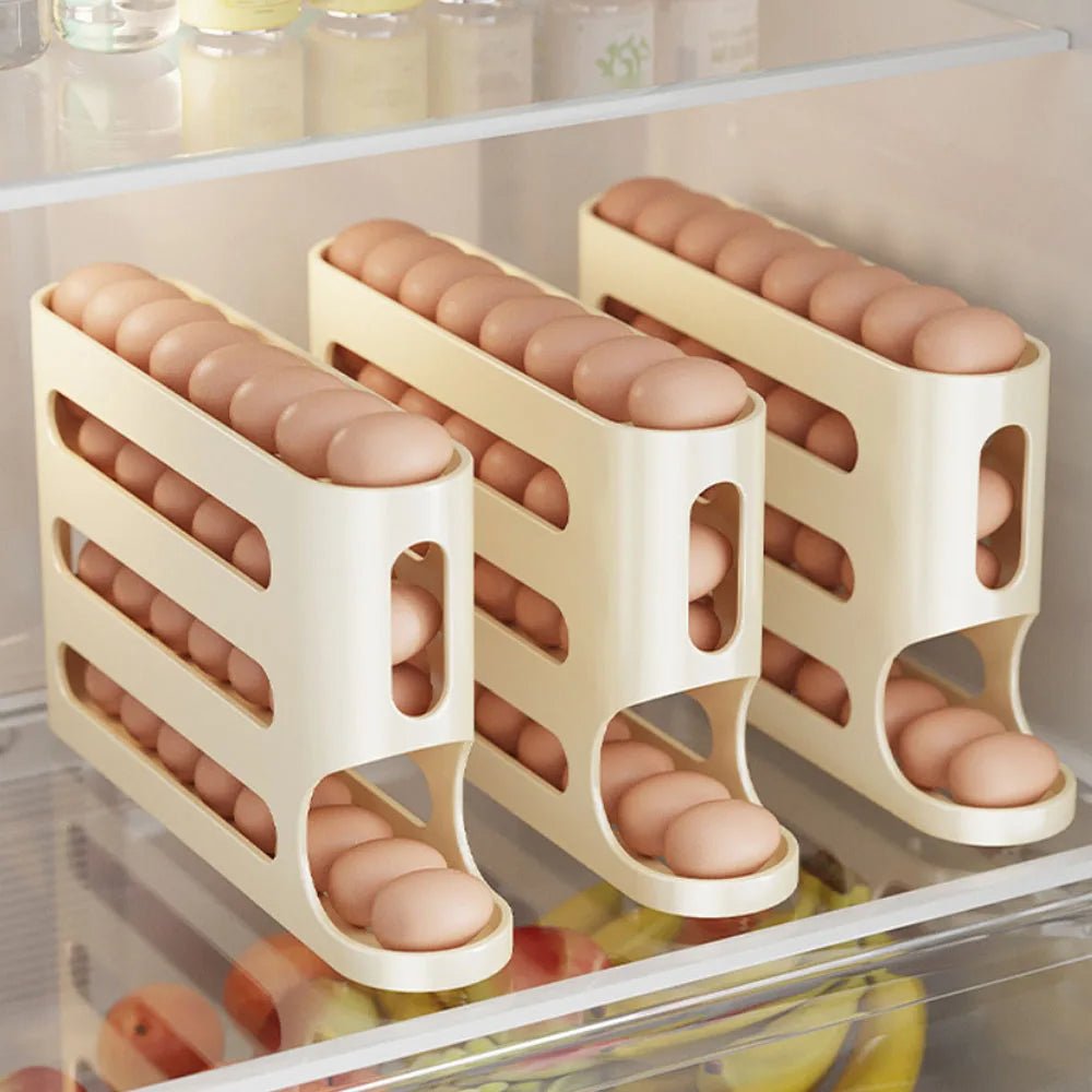 Caja de Almacenamiento de Huevos para Refrigerador - Dispensador de Huevos de Gran Capacidad con 4 Niveles para la Nevera